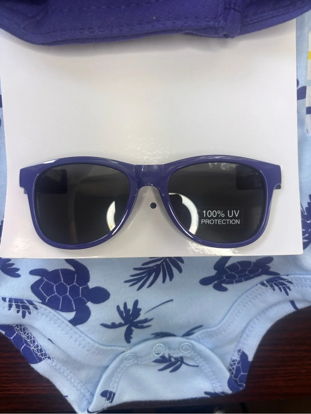 NWT Little Chickadees 0-3 Baby Boy 2-Pack Onesie’s w/Hat & Sunglasses Set